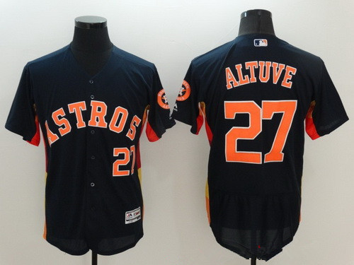 Men's Houston Astros #27 Jose Altuve Navy Blue 2016 Flexbase Majestic Baseball Jersey