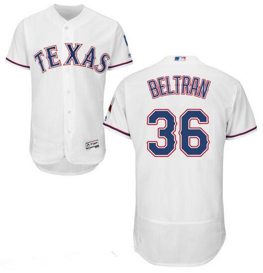 Men's Texas Rangers #36 Carlos Beltran White Home 2016 Flex Base Majestic Stitched MLB Jersey