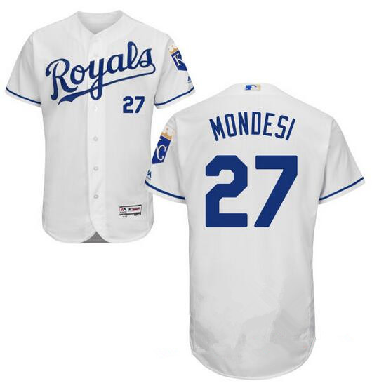 Men's Kansas City Royals #27 Raul A. Mondesi White Home Stitched MLB Majestic Cool Base Jersey