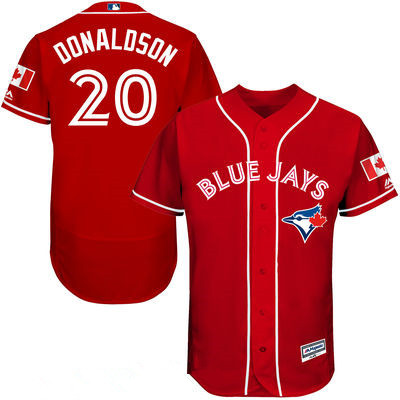 Men's Toronto Blue Jays #20 Josh Donaldson Red Stitched MLB 2016 Canada Day Majestic Flex Base Jersey