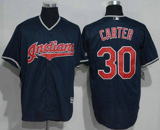 Men's Cleveland Indians #30 Joe Carter Retired Navy Blue Stitched MLB Majestic Cool Base Jersey