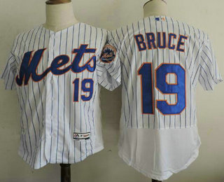 Men's New York Mets #19 Jay Bruce White Home Stitched MLB 2016 Majestic Flex Base Jersey