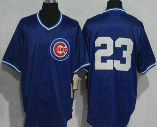 Men's Chicago Cubs #23 Ryne Sandberg No Name Blue Pullover Throwback Jersey By Mitchell & Ness