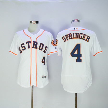 Men's Houston Astros #4 George Springer White Home Stitched MLB 2016 Majestic Flex Base Jersey