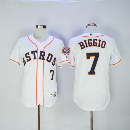 Men's Houston Astros #7 Craig Biggio Retired White Stitched MLB 2016 Majestic Flex Base Jersey