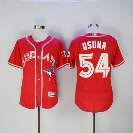 Men's Toronto Blue Jays #54 Roberto Osuna Red Stitched MLB 2016 Canada Day Majestic Flex Base Jersey