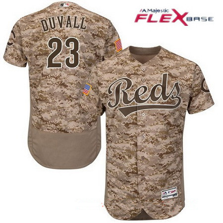 Men's Cincinnati Reds #23 Adam Duvall Camo Stitched MLB Majestic Flex Base Jersey