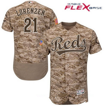 Men's Cincinnati Reds #21 Michael Lorenzen Camo Stitched MLB Majestic Flex Base Jersey