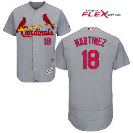 Men's St. Louis Cardinals #18 Carlos Martinez Gray Road Stitched MLB Majestic Flex Base Jersey