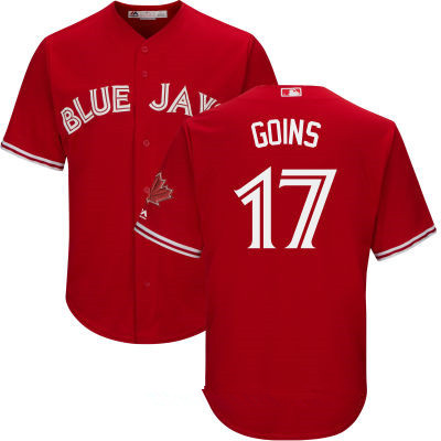 Men's Toronto Blue Jays #17 Ryan Goins Red Stitched MLB 2017 Majestic Cool Base Jersey