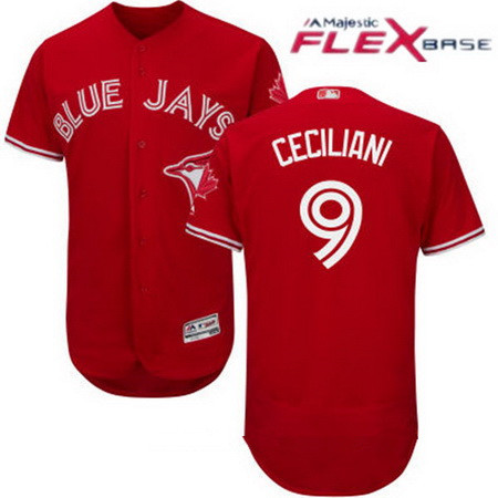 Men's Toronto Blue Jays #9 Darrell Ceciliani Red Stitched MLB 2017 Majestic Flex Base Jersey