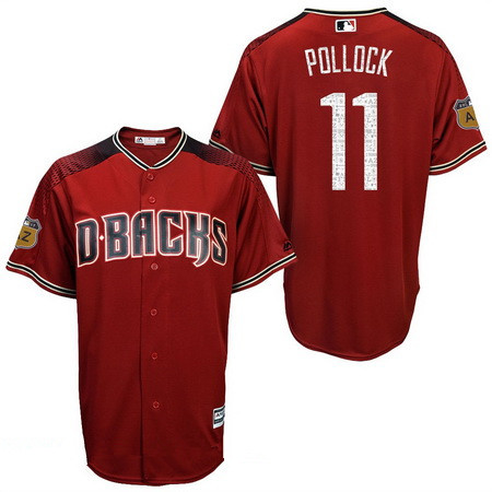 Men's Arizona Diamondbacks #11 A.J. Pollock Red 2017 Spring Training Stitched MLB Majestic Cool Base Jersey