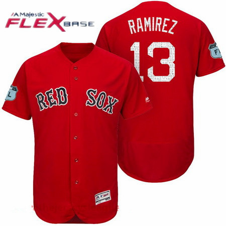 Men's Boston Red Sox #13 Hanley Ramirez Red 2017 Spring Training Stitched MLB Majestic Flex Base Jersey