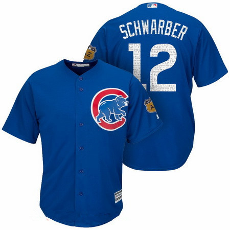 Men's Chicago Cubs #12 Kyle Schwarber Royal Blue 2017 Spring Training Stitched MLB Majestic Cool Base Jersey