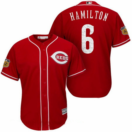 Men's Cincinnati Reds #6 Billy Hamilton Red 2017 Spring Training Stitched MLB Majestic Cool Base Jersey