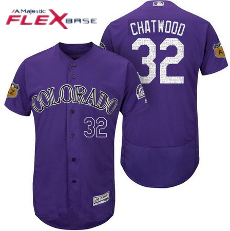 Men's Colorado Rockies #32 Tyler Chatwood Purple 2017 Spring Training Stitched MLB Majestic Flex Base Jersey