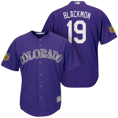 Men's Colorado Rockies #19 Charlie Blackmon Purple 2017 Spring Training Stitched MLB Majestic Cool Base Jersey