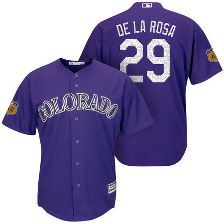 Men's Colorado Rockies #29 Jorge De La Rosa Purple 2017 Spring Training Stitched MLB Majestic Cool Base Jersey