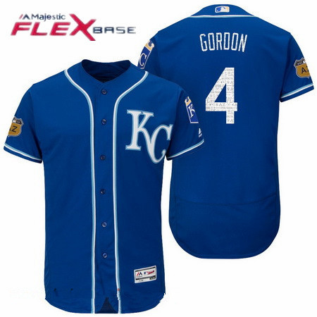 Men's Kansas City Royals #4 Alex Gordon Royal Blue 2017 Spring Training Stitched MLB Majestic Flex Base Jersey