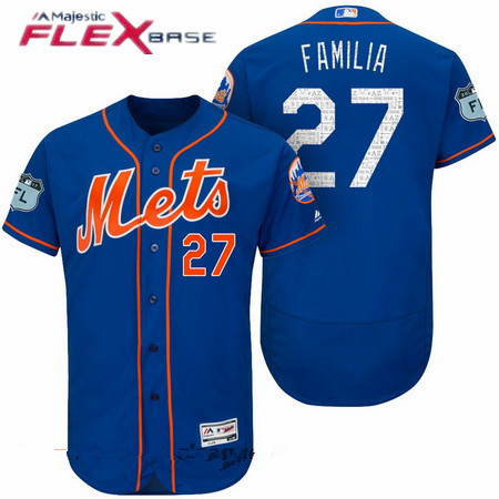 Men's New York Mets #27 Jeurys Familia Royal Blue 2017 Spring Training Stitched MLB Majestic Flex Base Jersey