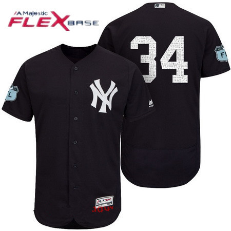 Men's New York Yankees #34 Brian McCann Navy Blue 2017 Spring Training Stitched MLB Majestic Flex Base Jersey