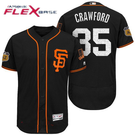 Men's San Francisco Giants #35 Brandon Crawford Black 2017 Spring Training Stitched MLB Majestic Flex Base Jersey