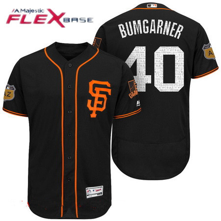 Men's San Francisco Giants #40 Madison Bumgarner Black 2017 Spring Training Stitched MLB Majestic Flex Base Jersey