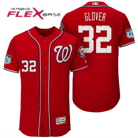 Men's Washington Nationals #32 Koda Glover Red 2017 Spring Training Stitched MLB Majestic Flex Base Jersey