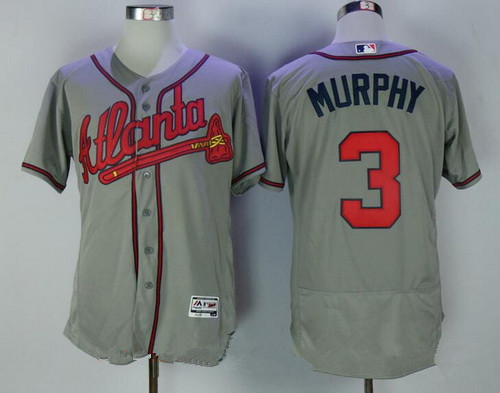 Men's Atlanta Braves #3 Dale Murphy Retired Gray Road Stitched MLB Majestic Flex Base Jersey