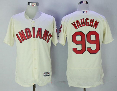 Men's Cleveland Indians #99 Rick Vaughn Cream Stitched MLB Majestic Flex Base Jersey