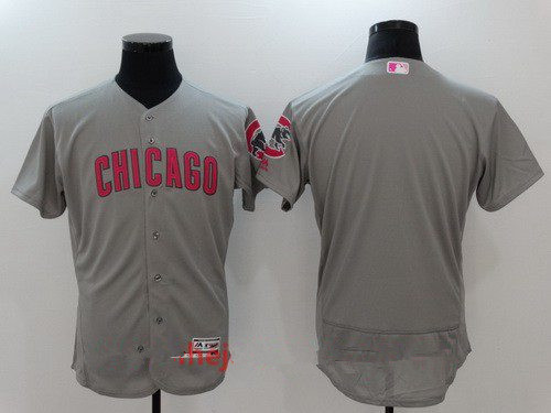 Men's Chicago Cubs Blank Gray With Pink Mother's Day Stitched MLB Majestic Flex Base Jersey