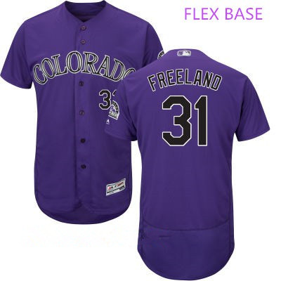 Men's Colorado Rockies #31 Kyle Freeland Purple Stitched MLB Majestic Flex Base Jersey