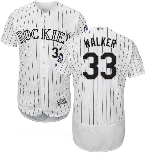 Men's Colorado Rockies #33 Larry Walker Retired White Home Stitched MLB Majestic Flex Base Jersey