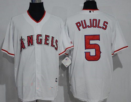 Men's Los Angeles Angels of Anaheim #5 Albert Pujols White Home Stitched MLB Majestic Cool Base Jersey