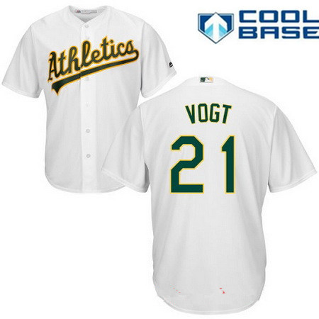 Men's Oakland Athletics #21 Stephen Vogt White Home Stitched MLB Majestic Cool Base Jersey