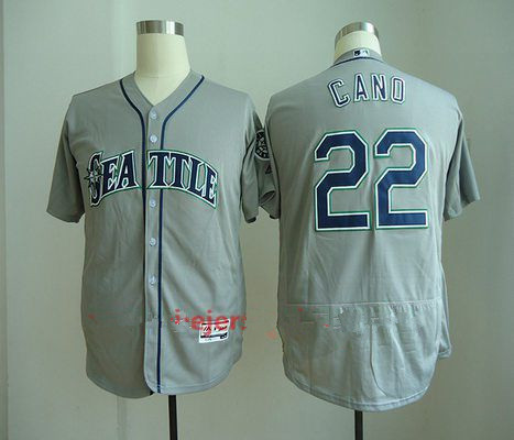 Men's Seattle Mariners #22 Robinson Cano Gray Road Stitched MLB Majestic Flex Base Jersey