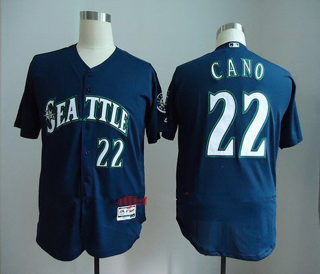 Men's Seattle Mariners #22 Robinson Cano Navy Blue Stitched MLB Majestic Flex Base Jersey