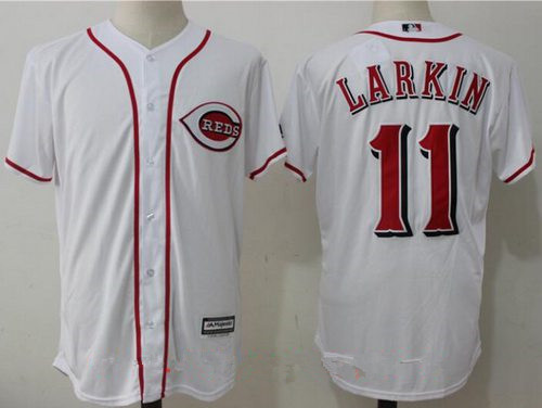 Men's Cincinnati Reds #11 Barry Larkin Retired White Cool Base Stitched MLB Jersey