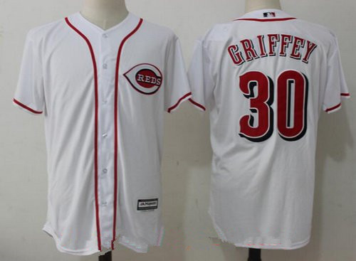 Men's Cincinnati Reds #30 Ken Griffey Jr Retired White Cool Base Stitched MLB Jersey