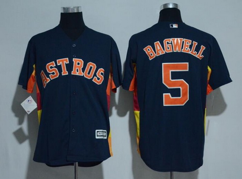 Men's Houston Astros #5 Jeff Bagwell Retired Navy Blue Stitched MLB Majestic Cool Base Jersey