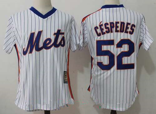 Men's New York Mets #52 Yoenis Cespedes White Pullover Stitched MLB Majestic Cooperstown Collection Jersey