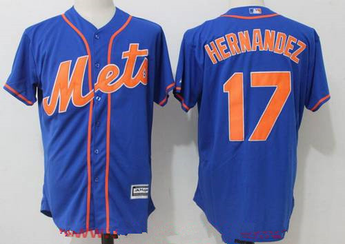 Men's New York Mets #17 Keith Hernandez Retired Royal Blue with Orange Stitched MLB Majestic Cool Base Jersey