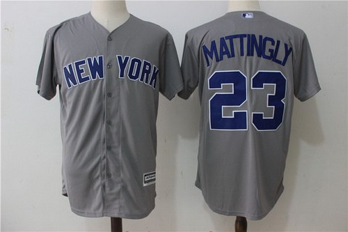 Men's New York Yankees #23 Don Mattingly Gray Road Stitched MLB Majestic Cool Base Jersey