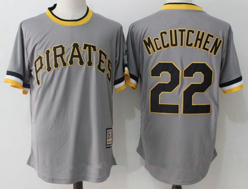 Men's Pittsburgh Pirates #22 Andrew McCutchen Gray Pullover Stitched MLB Majestic Cooperstown Collection Jersey