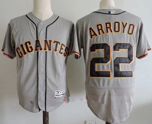 Men's San Francisco Giants #22 Christian Arroyo Gray Gigantes Stitched MLB Majestic Flex Base Jersey