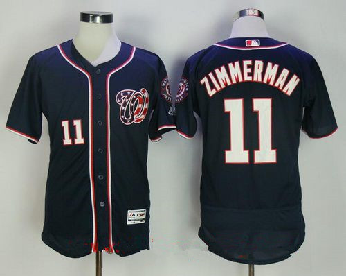 Men's Washington Nationals #11 Ryan Zimmerman Navy Blue Stitched MLB Majestic Flex Base Jersey