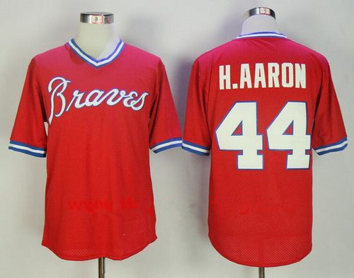 Men's Atlanta Braves #44 Hank Aaron Red 1980 Throwback Mesh Batting Practice Stitched MLB Mitchell & Ness Jersey