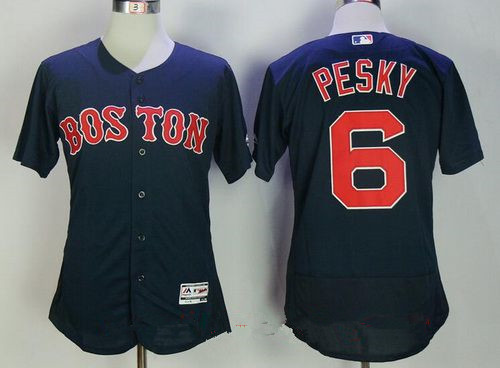 Men's Boston Red Sox #6 Johnny Pesky Retired Navy Blue Stitched MLB Majestic Flex Base Jersey