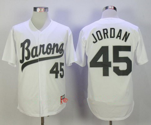 Men's Chicago White Sox Birmingham Barons #45 Michael Jordan White Stitched Majestic Baseball Jersey