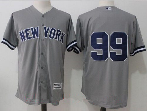 Men's New York Yankees #99 Aaron Judge No Name Gray Road Stitched MLB Majestic Cool Base Jersey